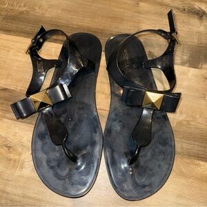 Michael Kors Black Sandals with Gold Accents size 9